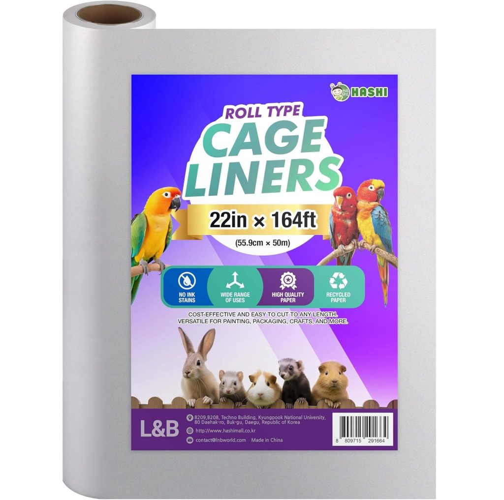 HA SHI Bird Cage Liner Paper – 22 in x 164 ft Roll or 120 Sheets, Cut-to-Fit Cage Paper for Birds & Small Pets