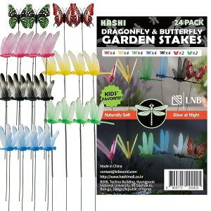 Glow in the Dark Dragonfly & Butterfly Garden Stakes, 12, 24 Pack Outdoor Garden Decorations