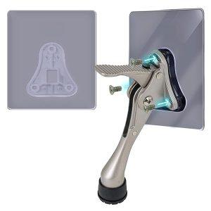 HA SHI 1 Bracket Adhesive Door Stopper Mount, No Drill, Black