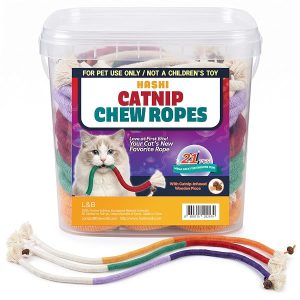 HA SHI 21pc Cat Chew Rope with Catnip, Kitten Teething Dental Kicker Toy