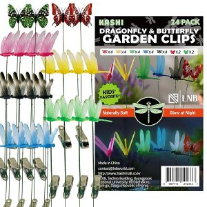 HA SHI 24 Clips Glow in the Dark Garden Ornaments, Dragonfly Butterfly