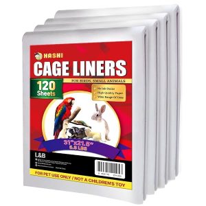 HA SHI Bird Cage Liners, 120 Sheets – Ink-Free Newsprint Paper for Bird & Small Animal Cages, Standard or Large
