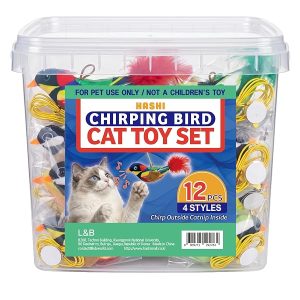 HA SHI Chirping Bird Cat Toys 12 Pack, Hanging Catnip Toys for Indoor Cats