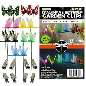 HA SHI Glow in the Dark Dragonfly Garden Stakes, 12 Pack Clip On Decor