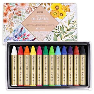 HA SHI Water-Soluble Oil Pastels, 12 or 24 Colors – Soft Blendable Watercolor Pastels for Artists