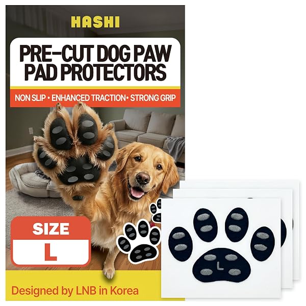 HASHI Dog Paw Grips Anti-Slip for Hardwood Tile Floors, Self-Adhesive Elastic Traction Pads for Senior Dogs, Pet Mobility Support, Waterproof Breathable