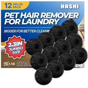 HASHI Pet Hair Remover for Laundry, Reusable Washing Machine and Dryer Balls, Durable Lint and Fur Catcher for Bedding and Clothing