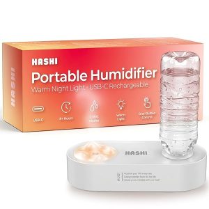 HASHI Portable Water Bottle Humidifier, 2000mAh USB-C Cordless Cool Mist