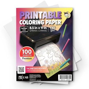 HASHI Printable Coloring Paper, 100 Sheets 8.5x11 32lb Thick Printer Paper