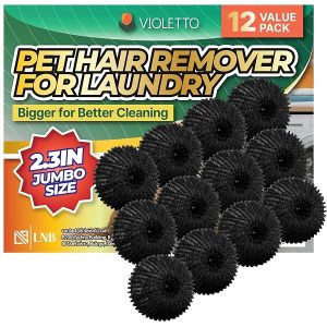 VIOLETTO 12 Balls Pet Hair Remover for Laundry, Dryer Lint Catcher, 2.3in