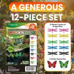 VIOLETTO-12-Clips-Glow-in-the-Dark-Garden-Ornaments-Dragonfly-Butterfly-B0GX94H9RD-2