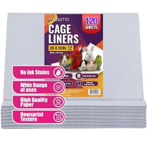 VIOLETTO 120 Sheets Bird Cage Liner Paper, 20 x 18 in, Plain Unprinted