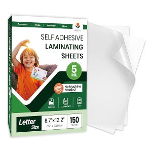 VIOLETTO Self Adhesive Laminating Sheets, 8.5 x 11 Inches, 5mil, No Machine Needed, Clear, 150 Sheets